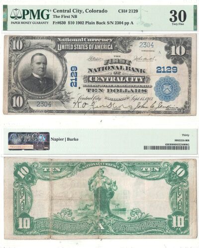 1902. $10. PMG. VF-30. CO. Central City. Charter 2