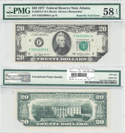 1977. $20. PMG. Ch AU-58. EPQ. Federal Reserve Not