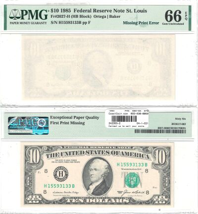 1985. $10. PMG. Gem-66. EPQ. Federal Reserve Note.