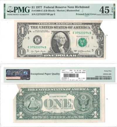 1977. $1. PMG. Ch XF-45. EPQ. Federal Reserve Note