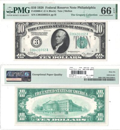 1928. $10. F-2000-C. PMG. Gem-66. EPQ. Federal Res