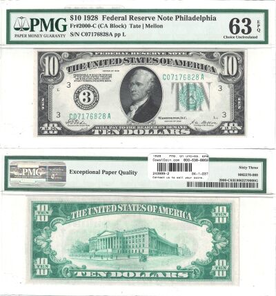 1928. $10. F-2000-C. PMG. Ch Unc-63. EPQ. Federal