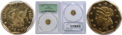1854. PCGS. MS-61. California Fractional Gold.