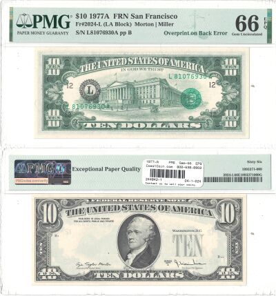 1977-A. $10. PMG. Gem-66. EPQ. Federal Reserve Not