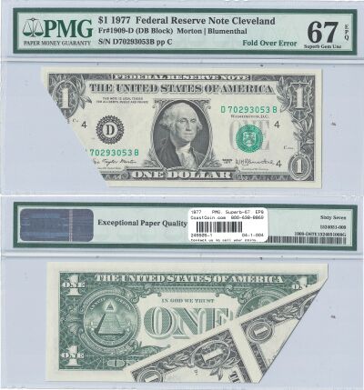 1977. $1. PMG. Superb-67. EPQ. Federal Reserve Not