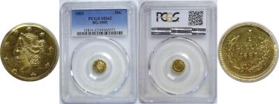 1865. PCGS. MS-62. California Fractional Gold.