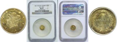 1867. NGC. MS-65. California Fractional Gold.