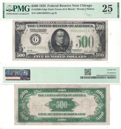 1928. $500. F-2200-G. PMG. VF-25. Federal Reserve