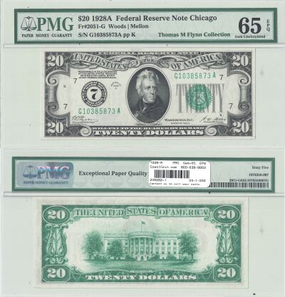 1928-A. $20. F-2051-G. PMG. Gem-65. EPQ. Federal R