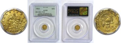 1853. PCGS. AU-58. California Fractional Gold.