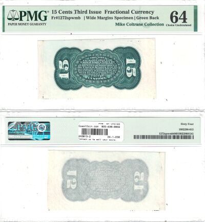 15c. 3rd Issue. PMG. Ch Unc-64. F-1272SP.