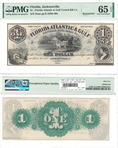 1850's-60's. $1. PMG. Gem-65. EPQ. FL.