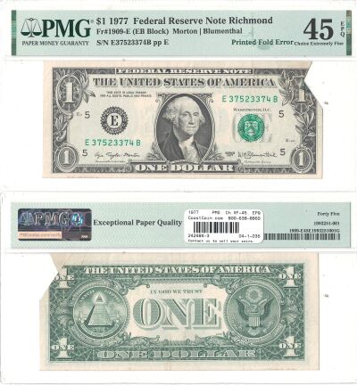 1977. $1. PMG. Ch XF-45. EPQ. Federal Reserve Note