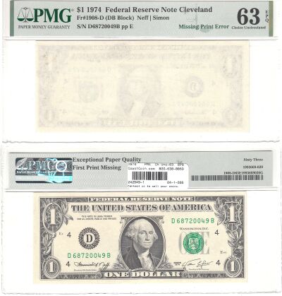 1974. $1. PMG. Ch Unc-63. EPQ. Federal Reserve Not