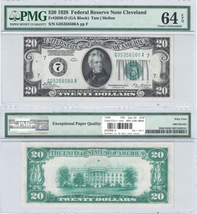 1928. $20. F-2050-G. PMG. Gem-65. EPQ. Federal Res