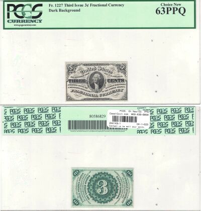 3c. 3rd Issue. PCGS. Ch New-63. PPQ. F-1227.