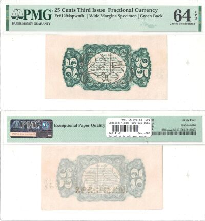 25c. 3rd Issue. PMG. Ch Unc-64. EPQ. F-1294SP.