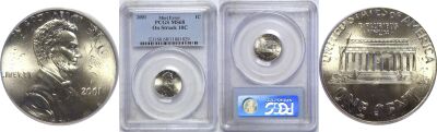 2001. PCGS. MS-68. Cent. Wrong Planchet.