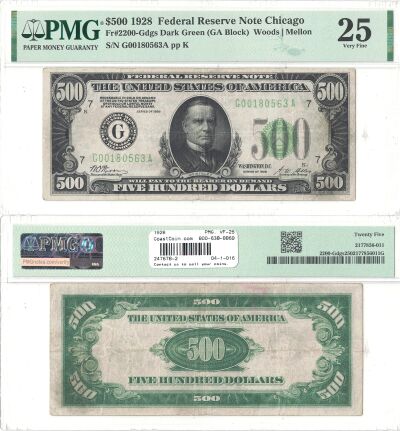 1928. $500. F-2200-G. PMG. VF-25. Federal Reserve