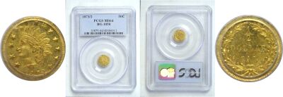1873/2. PCGS. MS-64. California Fractional Gold.