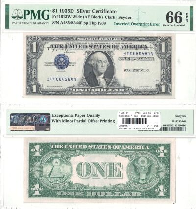 1935-D. $1. PMG. Gem-66. EPQ. Silver Certificate.