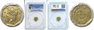 1854. PCGS. AU-55. California Fractional Gold.