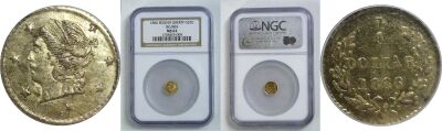 1866. NGC. MS-62. California Fractional Gold.