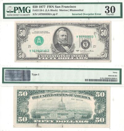 1977. $50. PMG. VF-30. Federal Reserve Note.